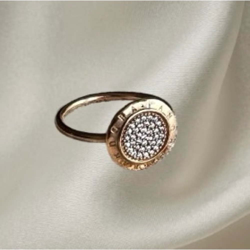 Pandora Rose Pavé Logo Ring ALE R58 EU Size 58 w/Box - Picture 5 of 6